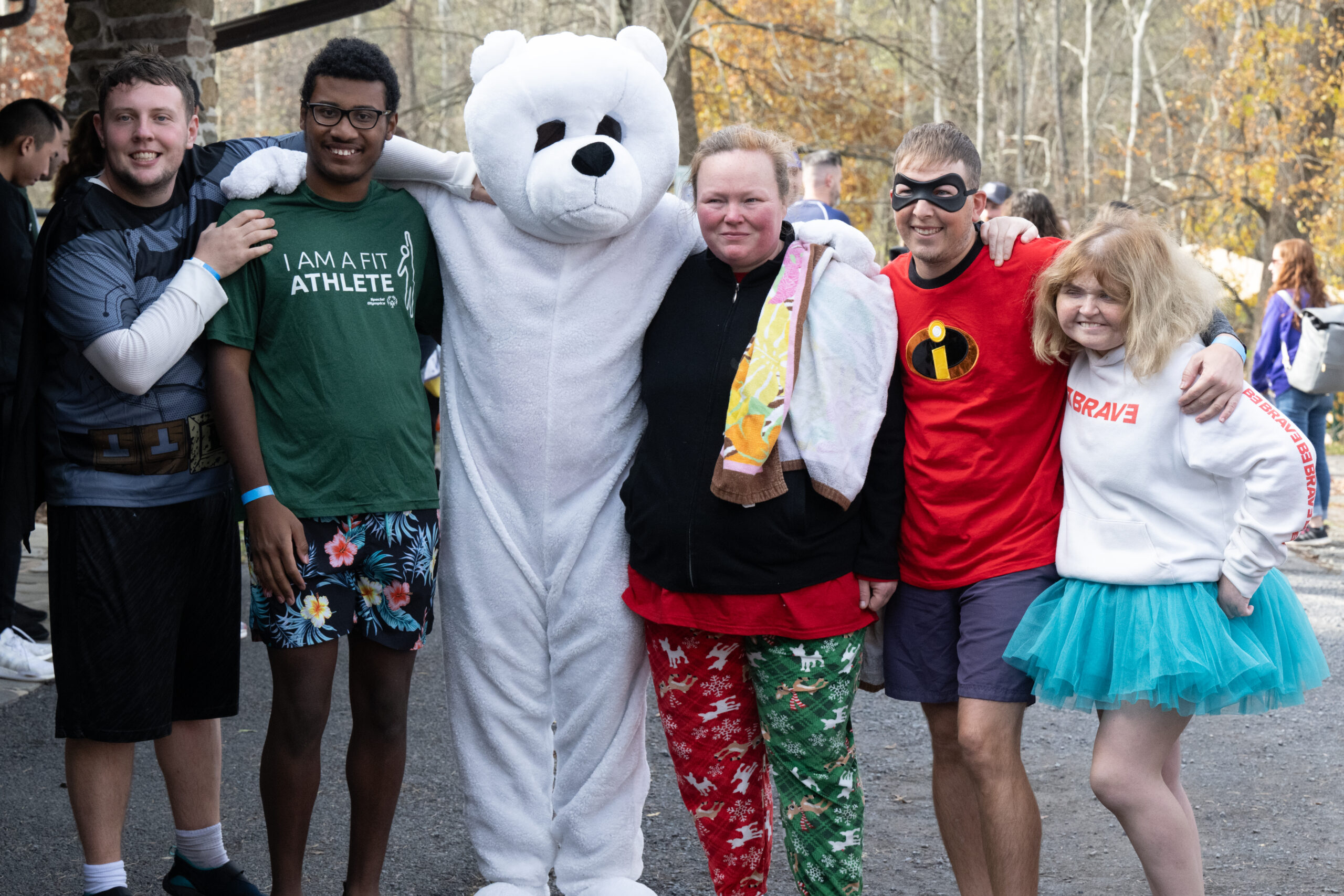 Special Olympics athletes pose with the Polar Bear